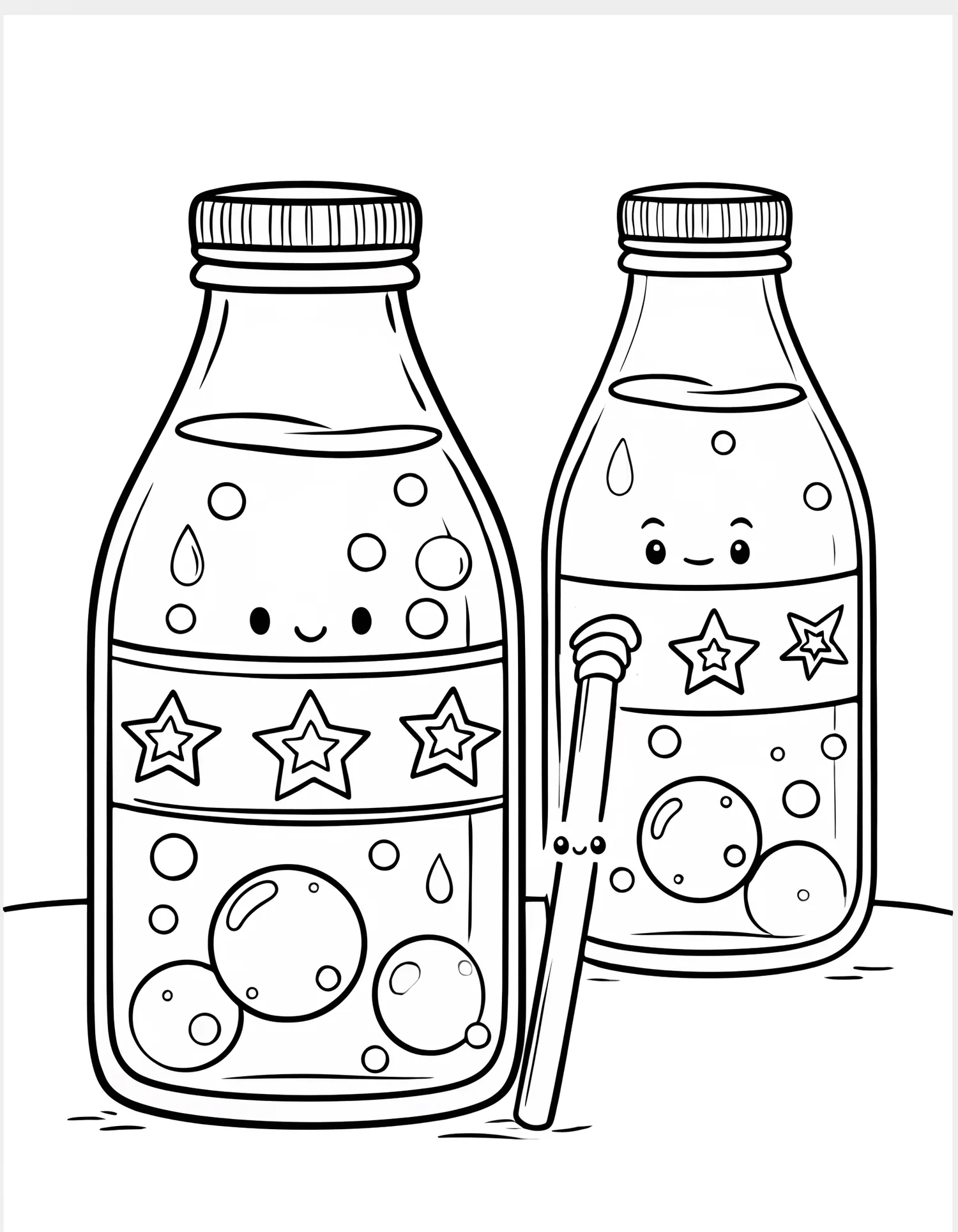 Ramune Kawaii Bouteille - Coloriage kawaii à imprimer gratuitement